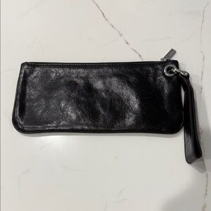 Hobo Vita Black Leather Wristlet Clutch